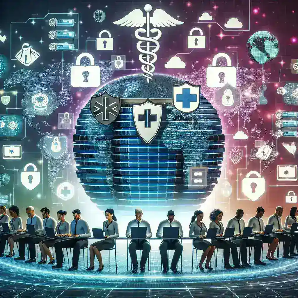 "Ethical hacker analyzing cybersecurity measures to protect sensitive healthcare data, illustrating the importance of cybersecurity in medical institutions."
